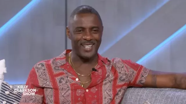 Bandana printed shirt in red worn by Idris Elba in The Kelly Clarkson Show