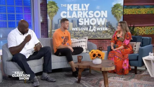 Orange Floral Print T-shirt worn by Dan Reynolds as seen in The Kelly Clarkson Show
