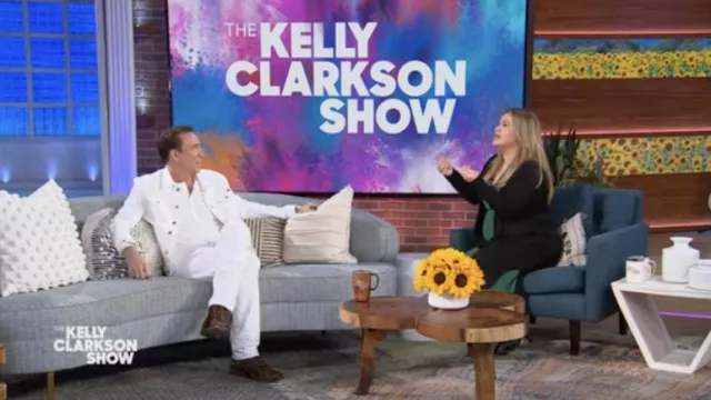 Denim white jacket and pants worn by Nicolas Cage in The Kelly Clarkson Show