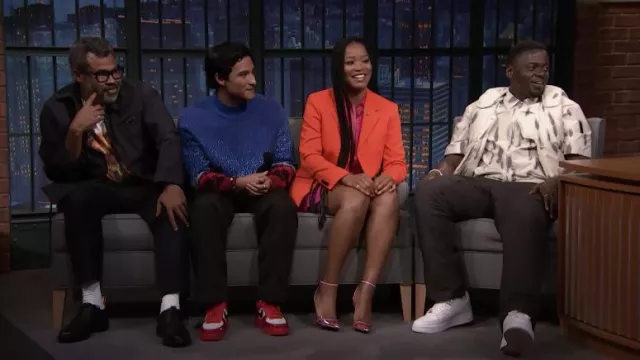 Veste Blazer orange portée par Keke Palmer comme on le voit dans Late Night with Seth Meyers