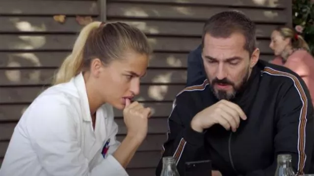 Black jacket with orange and white stripe worn by Martin Constant Franck Monsigny in the series Tomorrow belongs to us