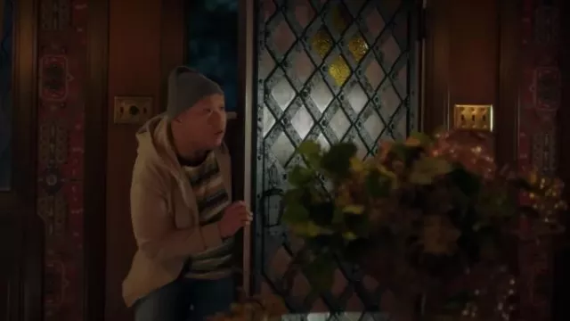 Beige hoodie worn by Reginald Baskin (Jacob Batalon) as seen in Reginald the Vampire TV series outfits (Season 1)