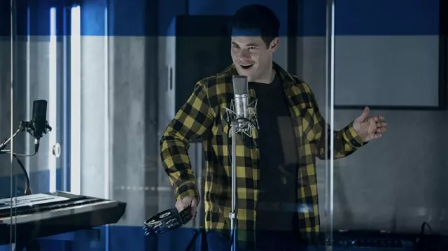 Yellow plaid shirt worn by Bumper Allen unknown episodes (Adam DeVine) as seen in Pitch Perfect: Bumper in Berlin (Season 1)