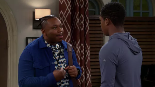 Printed shirt worn by Marty Butler (Marcel Spears) as seen in The Neighborhood TV show outfits (S05E06)