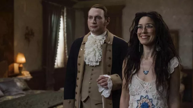Lace Top worn by Flower (Sheila Carrasco) as seen in Ghosts TV show outfits (Season 2 Episode 6)