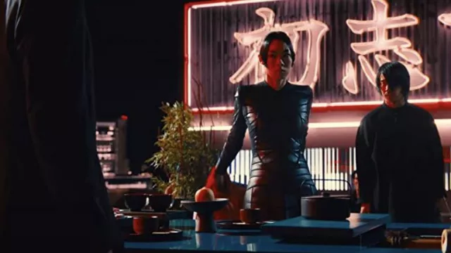 Leather dress worn by Akira (Rina Sawayama) as seen in John Wick