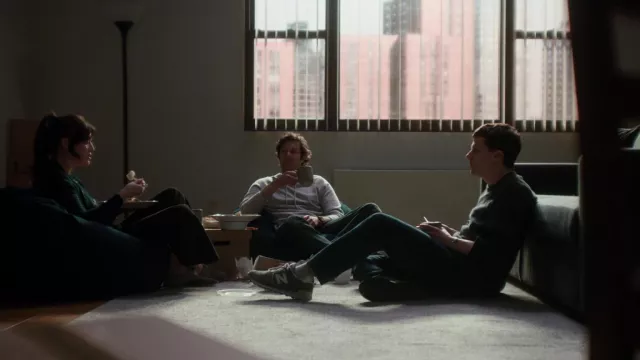 New Balance Grey Sneakers worn by Toby Fleishman (Jesse Eisenberg) as seen in Fleishman Is in Trouble TV series outfits (Season 1 Episode 1)