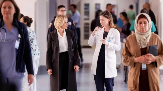 Trench coat worn by Dr. Bev Clemons (Marlee Matlin) as seen in New Amsterdam TV show (S05E10)