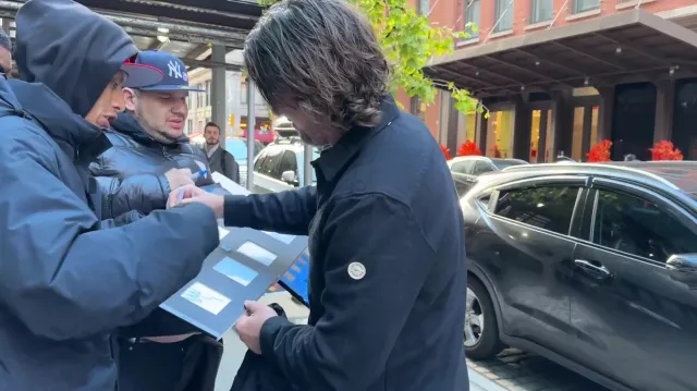 Shirt worn by Christian Bale signing autographs while arriving at his hotel in New York City on November 2022