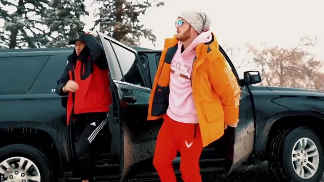 Populær igennem Grønthandler Orange Supreme Jacket worn by Logan Paul as seen in Eart is Flat music  video by Flat Boyz | Spotern
