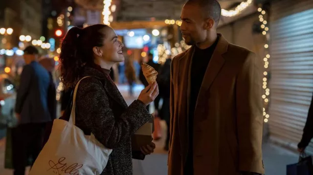 Brown overcoat worn by Ethan Greene (Kendrick Sampson) as seen in Something from Tiffany's