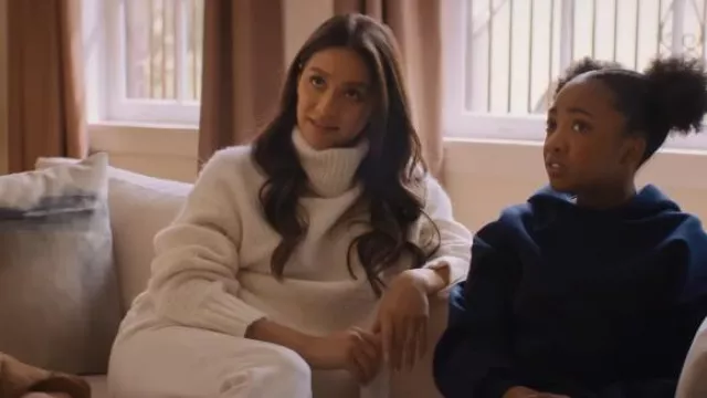 White turtleneck sweater worn by Vanessa (Shay Mitchell) as seen in Something from Tiffany's