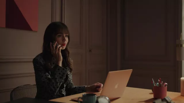 Geometric printed Blazer Jacket worn by Emily Cooper (Lily Collins) as seen in Emily in Paris (S03E07)