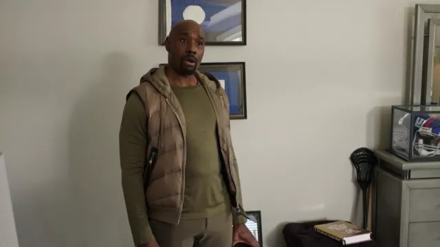 Hoodie sleeveless down jacket worn by Lance Sullivan (Morris Chestnut) as seen in The Best Man: The Final Chapters (S01E04)