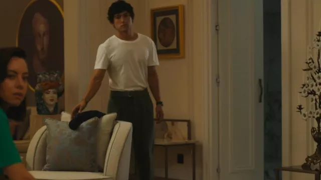 Dark pleated pants with buckle off center worn by Ethan Spiller (Will Sharpe) in The White Lotus (Season 2)