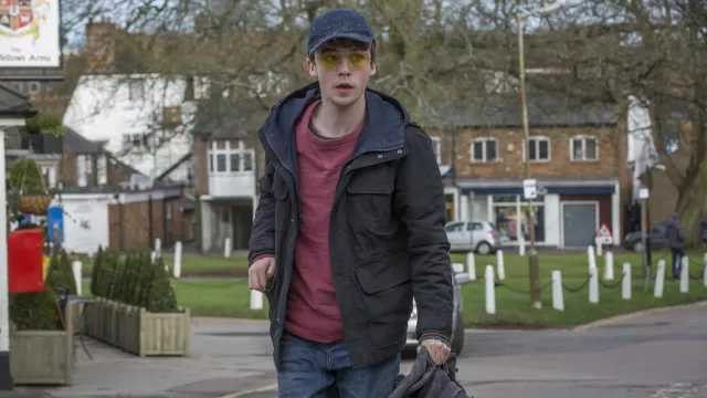 Zip Jacket worn by Kenny (Alex Lawther) as seen in Black Mirror TV series outfits (S03E03)