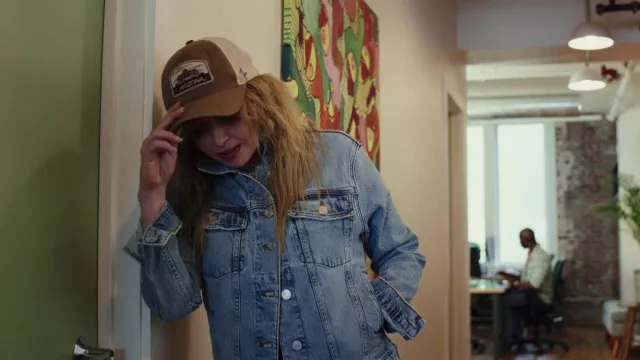 Denim jacket worn by Charlie Cale (Natasha Lyonne) as seen in Poker Face TV series outfits (Season 1 Episode 4)