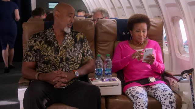 Pink V Neck top worn by Lucretia Turner (Wanda Sykes) as seen in The Upshaws TV series outfits (Season 3 Episode 7)