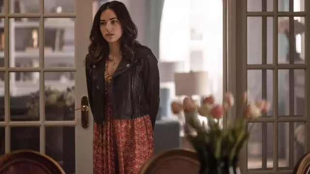 Zip Leather jacket worn by Elena Santos (Mariel Molino) as seen in The Watchful Eye (S01E05)