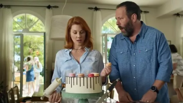 Levi's blue shirt worn by Bert (Bert Kreischer) as seen in The Machine movie