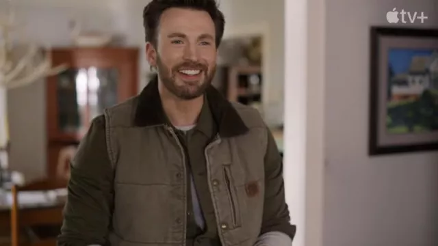 Vest down jacket worn by Cole Riggan (Chris Evans) as seen in Ghosted