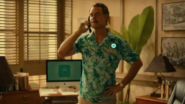 Green Floral Short Sleeve Button Up worn by Armond (Murray Bartlett) in The White Lotus (Season 1 Episode 2)