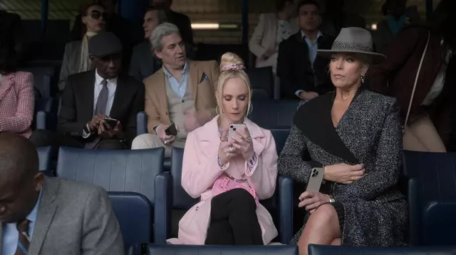 Pink jacket worn by Keeley Jones (Juno Temple) as seen in Ted Lasso TV series outfits (Season 3 Episode 2)