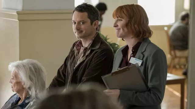 Brown zip jacket worn by Walter (Elijah Wood) as seen in Yellowjackets (S02E02)
