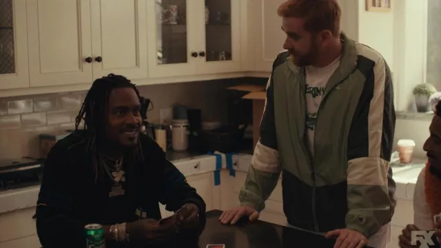 Champion sports jacket worn by Mike (Andrew Santino) as seen in DAVE (Season 3 Episode 2)