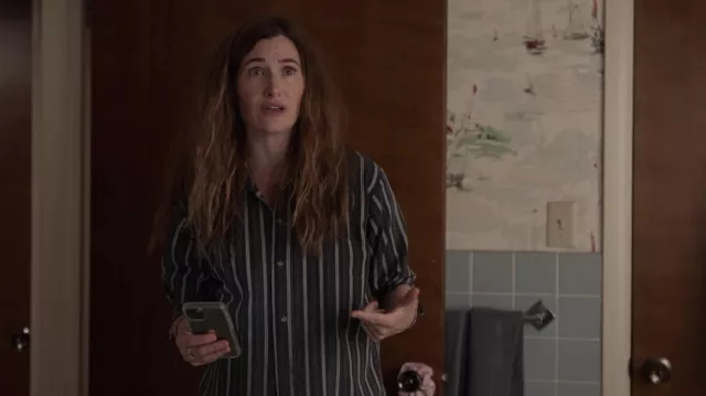 Striped shirt worn by Clare Pierce (Kathryn Hahn) as seen in Tiny Beautiful Things TV show wardrobe (S01E06)