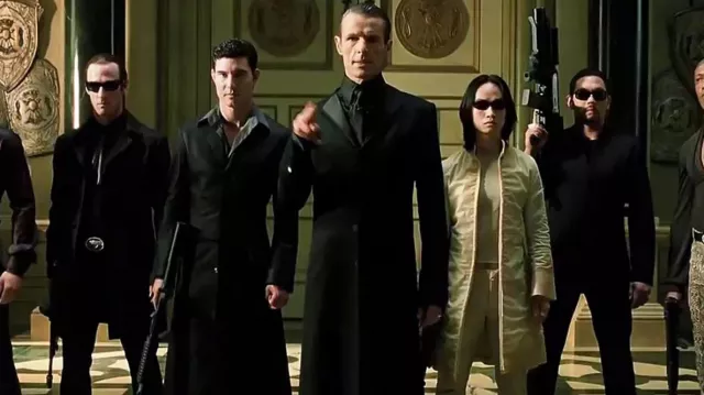 Veste longue noire portée par le Mérovingien (Lambert Wilson) dans The Matrix Reloaded