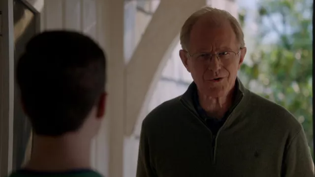 Ralph Lauren zip sweater worn by Dr. Linkletter (Ed Begley Jr.) as seen in Young Sheldon (S06E22)