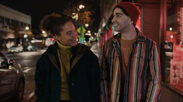 Multicolor striped jacket worn by Jesse (Alex Wolff) as seen in Susie Searches movie