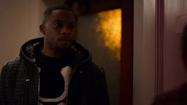 Balmain Men's Down Puffer Vest With Hoodie Of Woody McClain As Cane Tejada  In Power Book II: Ghost S02E10 Love And War (2022)