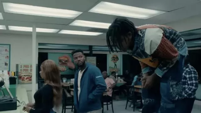 Patchwork shirt worn by Cootie (Jharrel Jerome) as seen in I'm a Virgo TV series outfits (Season 1)