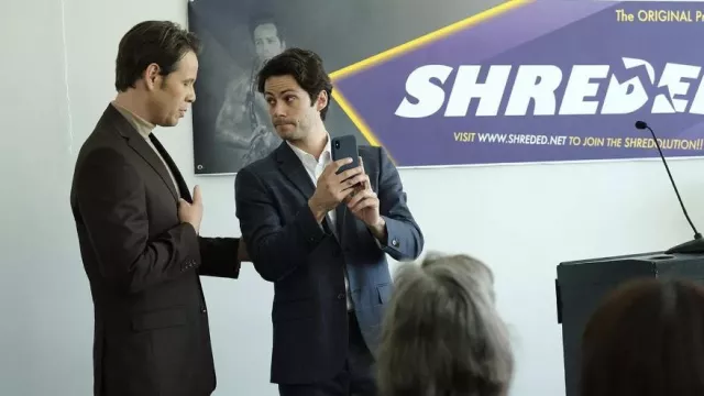 Check suit blazer worn by Simon (Dylan O'Brien) as seen in Maximum Truth