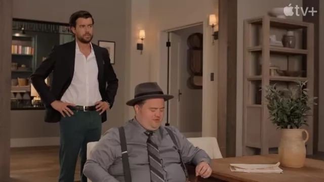 Green pants worn by Sebastian (Jack Whitehall) as seen in The Afterparty (Season 2)