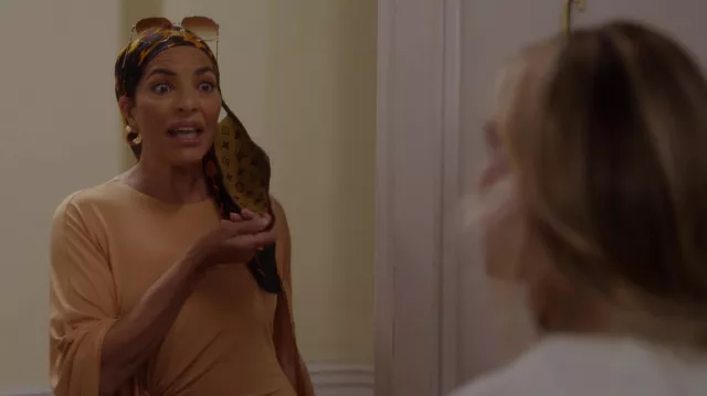 Louis Vuitton Knit Face Mask worn by Seema Patel (Sarita Choudhury) as seen  in And Just Like That… (S02E03)