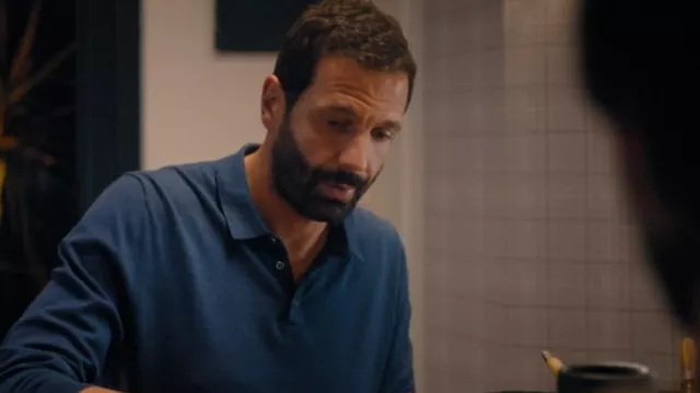 The blue polo shirt worn by Adam Karadec (Mehdi Nebbou) in the HPI series: High Intellectual Potential (S01E08)