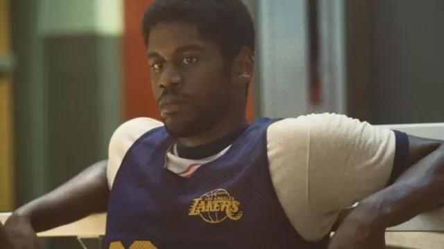 Los Angeles Basketball Mesh tank top in purple worn by Magic Johnson (Quincy Isaiah) as seen in Winning Time: The Rise of the Lakers Dynasty (Season 2)
