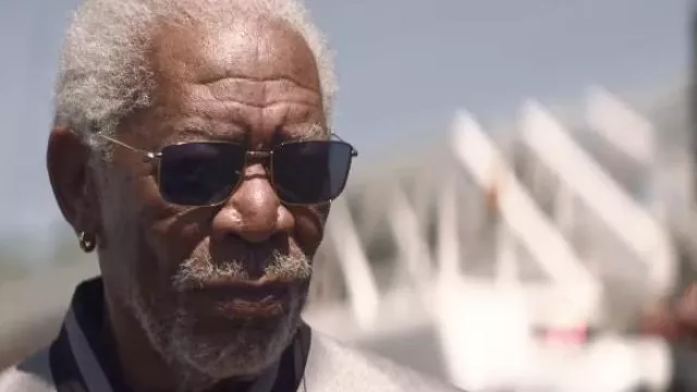 Blue sunglasses worn by Anton Burrell (Morgan Freeman) as seen in 57 Seconds