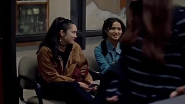 Brown zip jacket worn by Helen Liang (Mia Dedear) as seen in Marisol movie