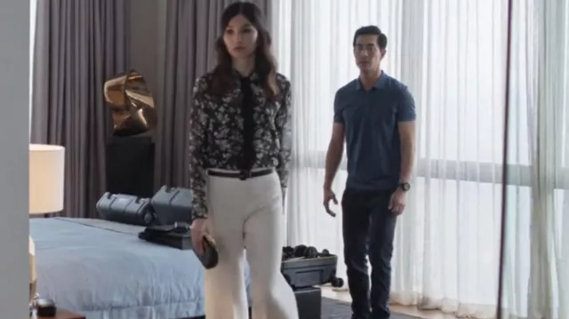 Straight white pants worn by Astrid Young Teo (Gemma Chan) in Crazy Rich Asians movie