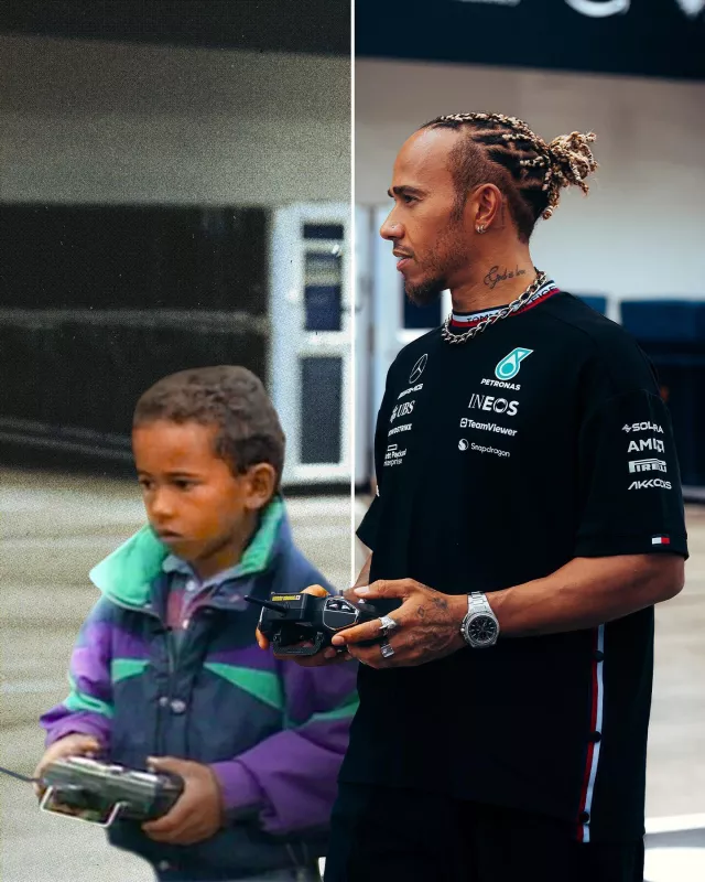 Tommy x AMG Oversized Black T-Shirt worn by Lewis Hamilton on @mercedesamgf1's Instagram account