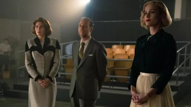 Two tone jacket and skirt set worn by Fran Frask (Stephanie Koenig) as seen in Lessons in Chemistry TV series (Season 1)