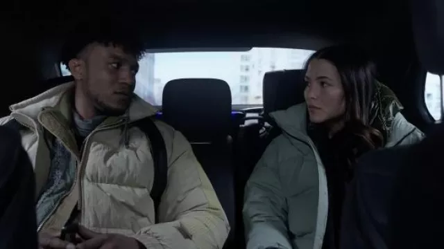 Pastel Blue Puffer Jacket worn by Hannah Copeland (Fivel Stewart) in The Recruit TV show outfits (S01E07)