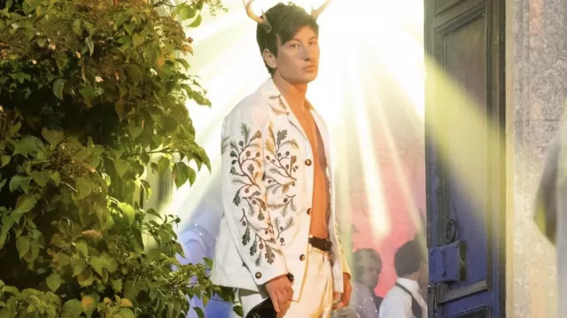 White Embroidered jacket worn by Oliver Quick (Barry Keoghan) in Saltburn movie