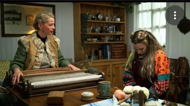 Patchwork Sweater of Sigrit Ericksdóttir (Rachel McAdams) in Eurovision Song Contest: The Story of Fire Saga