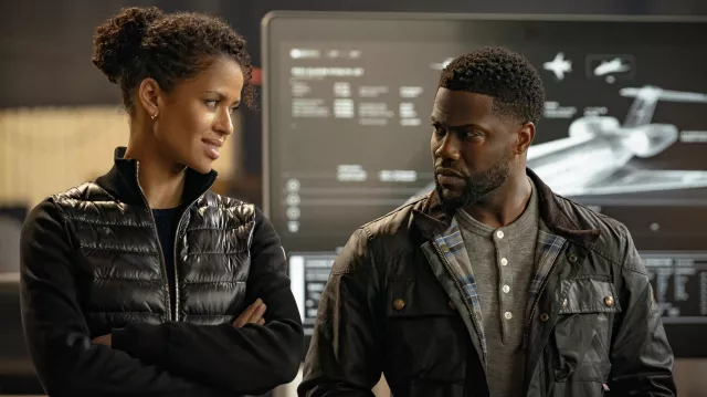 Down jacket worn by Abby (Gugu Mbatha-Raw) as seen in Lift movie