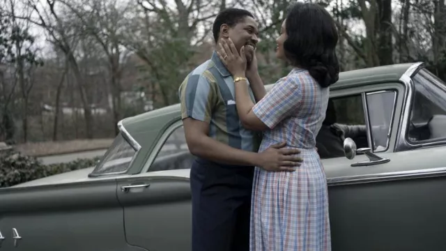 Striped polo shirt worn by Martin Luther King (Kelvin Harrison Jr.) as seen in Genius (Season 4)